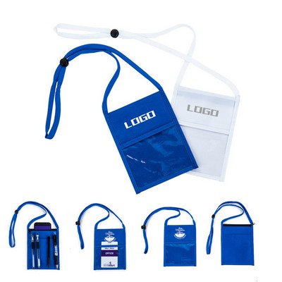 Deluxe Dual-View Pouch Wallet with Lanyard, Zipper, and Phone Pocket