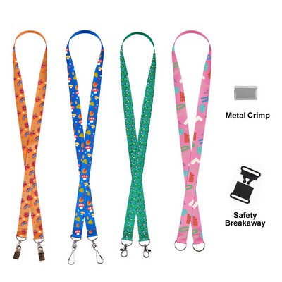 3/4" Custom Open Ended Dye-Sublimated Lanyard