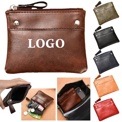 PU Leather Zip-Around Wallet