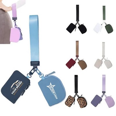 Dual Pouch Mini Zip Wristlet Wallet
