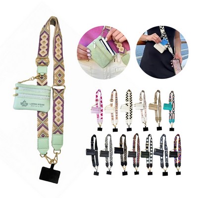 Crossbody Phone Strap Lanyard with Zippered Pouch