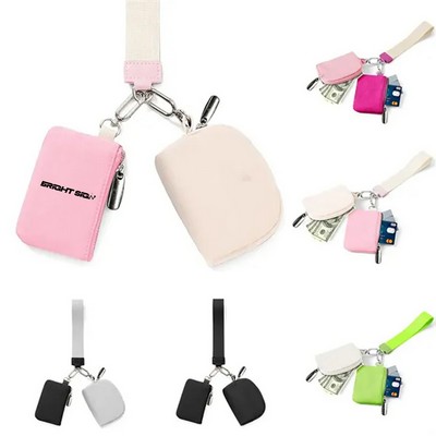 Nylon Zip Wristlet Wallet Keychain