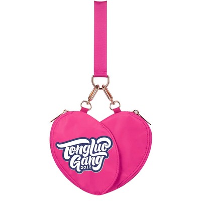 Pink Heart Double Pouch Wristlet