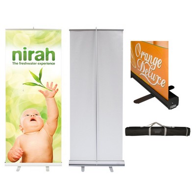Econo Roll 24" Retractable Banner Stand w/ Graphic - 24"x80" RUSH