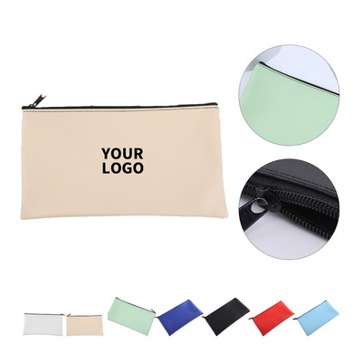 Faux Leather Bank Deposit Zipper Bag
